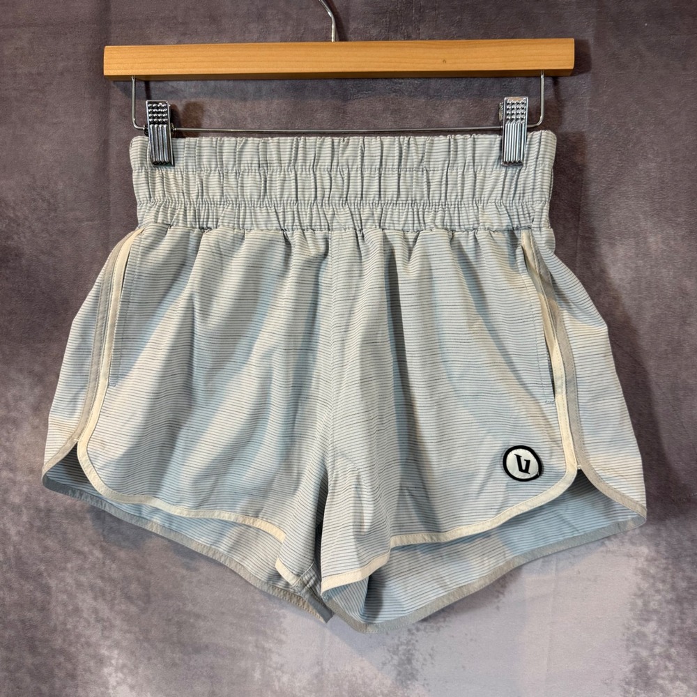 Vuori Clementine Shorts Blue White Micro Stripe Athletic Running XS